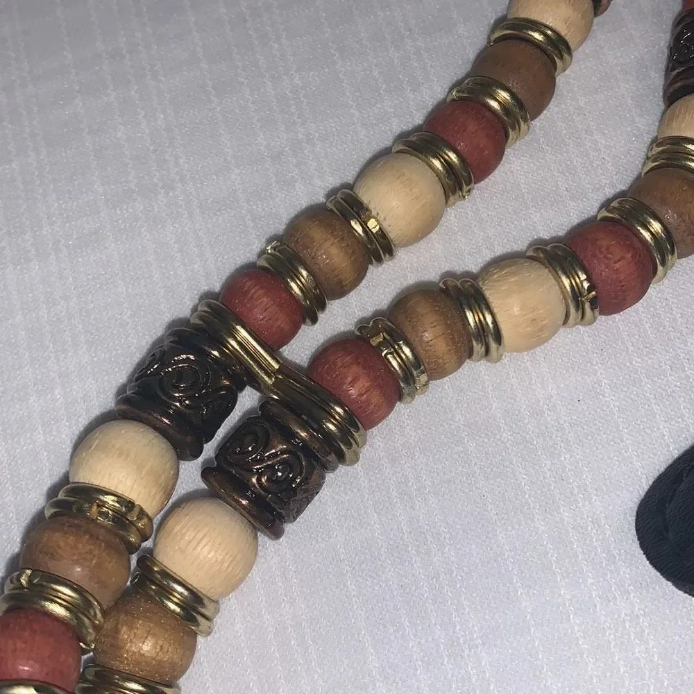 Vintage Double Strand Beaded Leather Belt Size Medium‎
